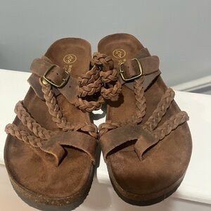 White Mountain Women's Hayleigh Footbed Sandal Brown Braided Sandals Size 8